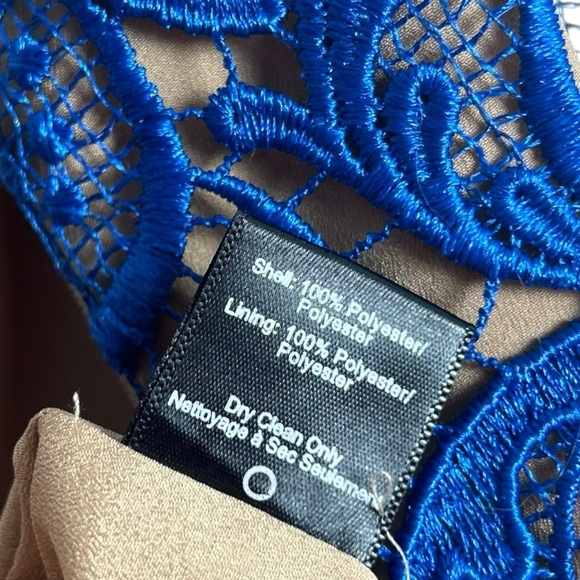Dress The Population blue lace lined nude dress back zip EUC SZS - Picture 7 of 7